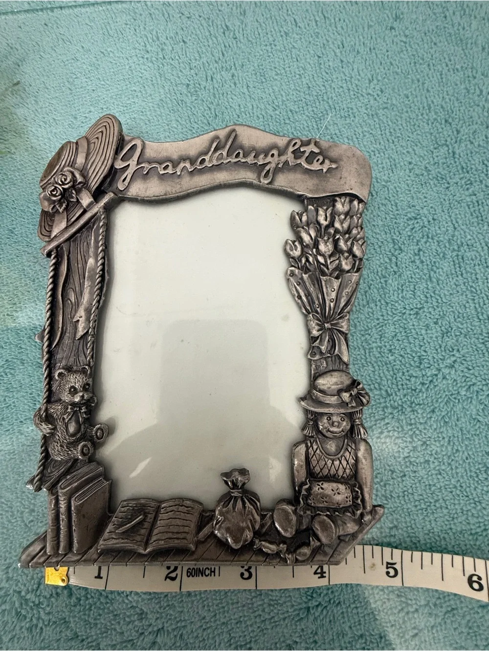 Granddaughter Embossed Silver-Style Decorative Picture Frame 6x5 in